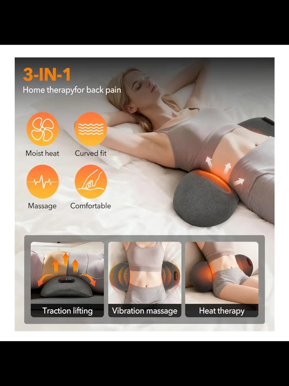 Triple Fusion Back Massager with Heat And Deep Tissue Massage